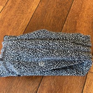 Grey black & white Merle neck gaiter/head band head wrap/hat w ponytail hole